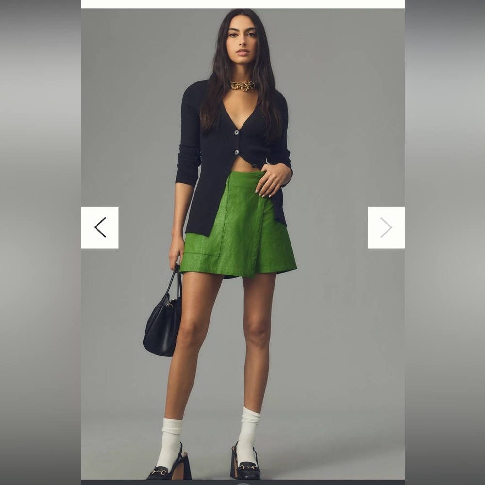 NWT💚Anthropologie Beatrice .b Faux Leather Utility Skort size 8 / EU 46